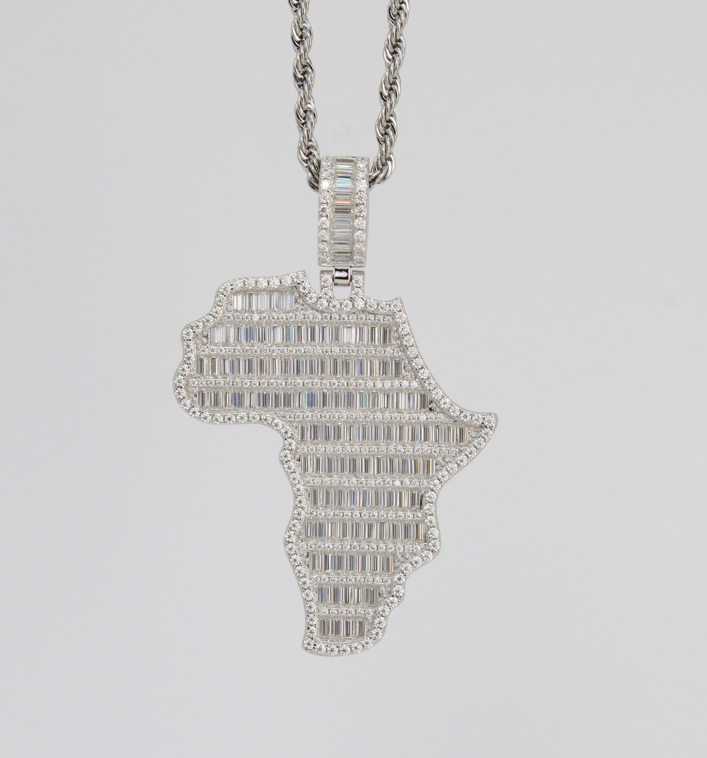 Moissanite Baguette Africa Pendant