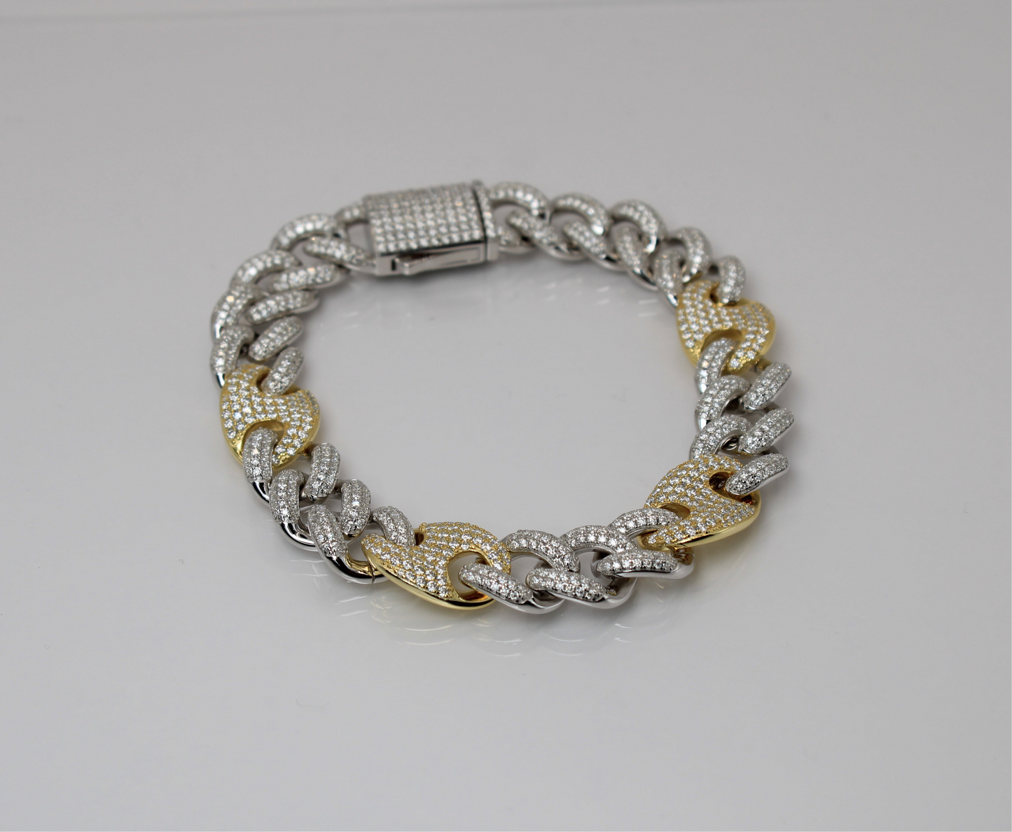 VVS1 Two-Tone Moissanite Cuban Link Bracelet