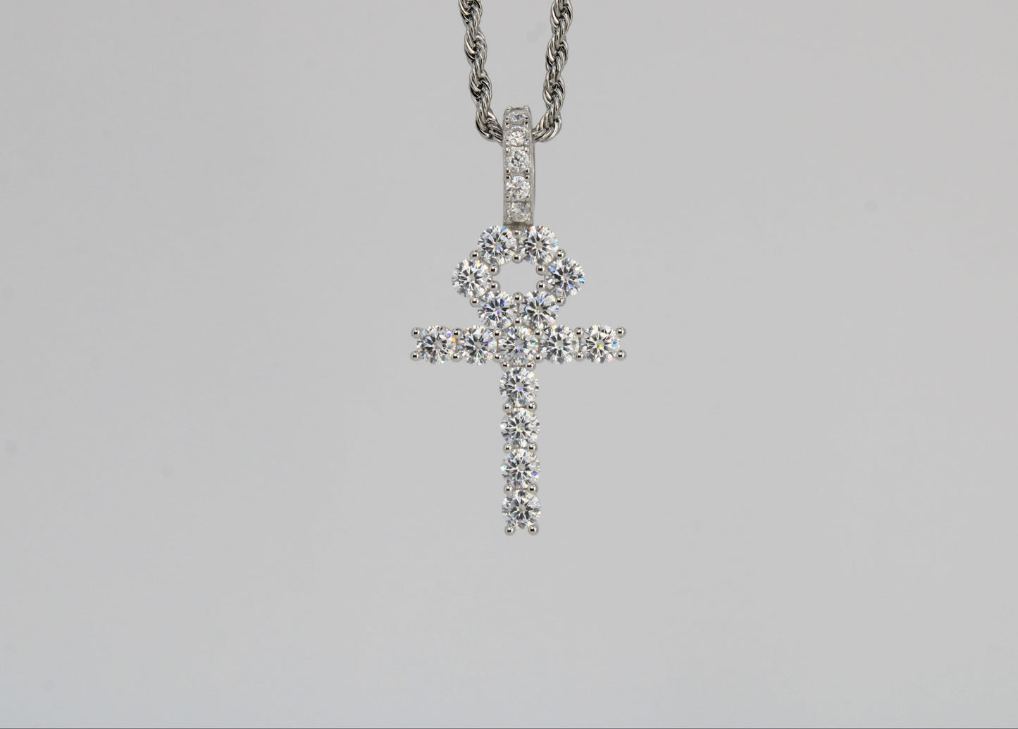 Moissanite 5mm Ankh Pendant