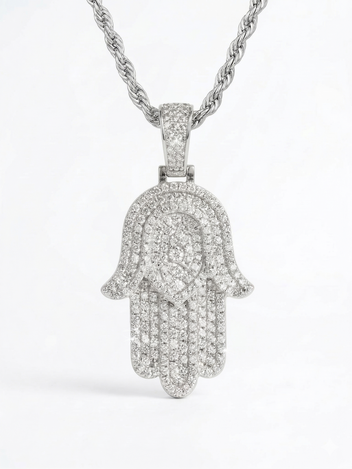 Pendentif Hamsa en moissanite