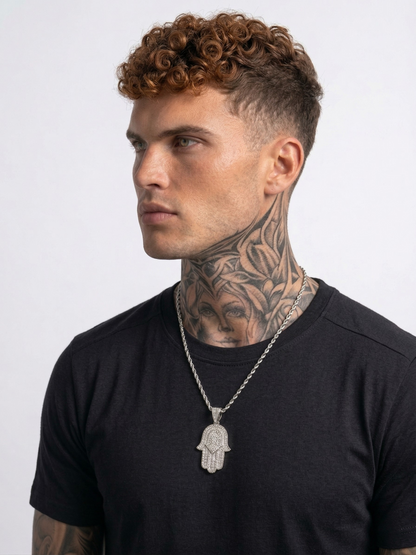 Pendentif Hamsa en moissanite
