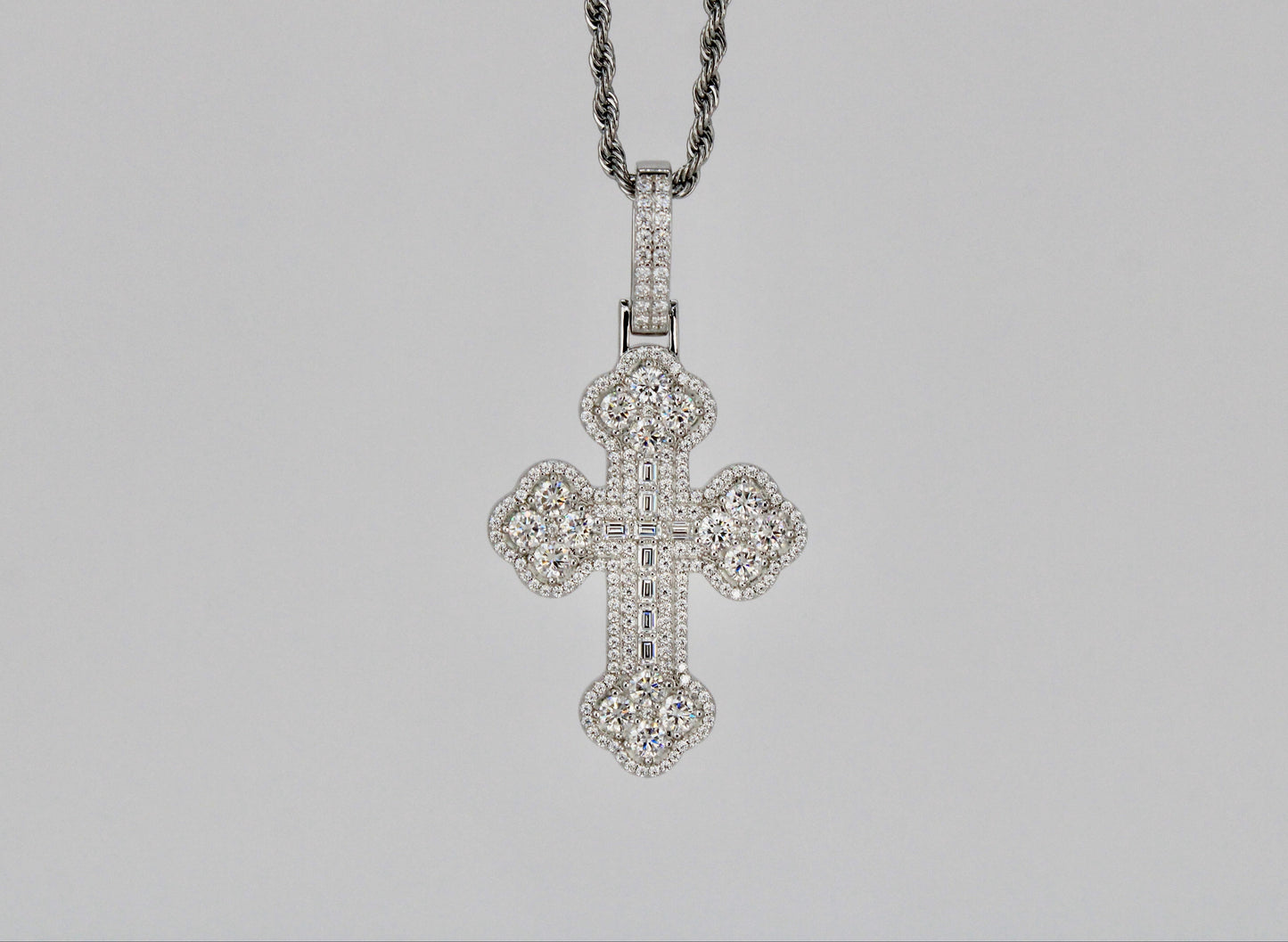 Moissanite Big Clover Cross Pendant