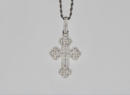 Moissanite Big Clover Cross Pendant