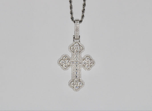 Moissanite Big Clover Cross Pendant