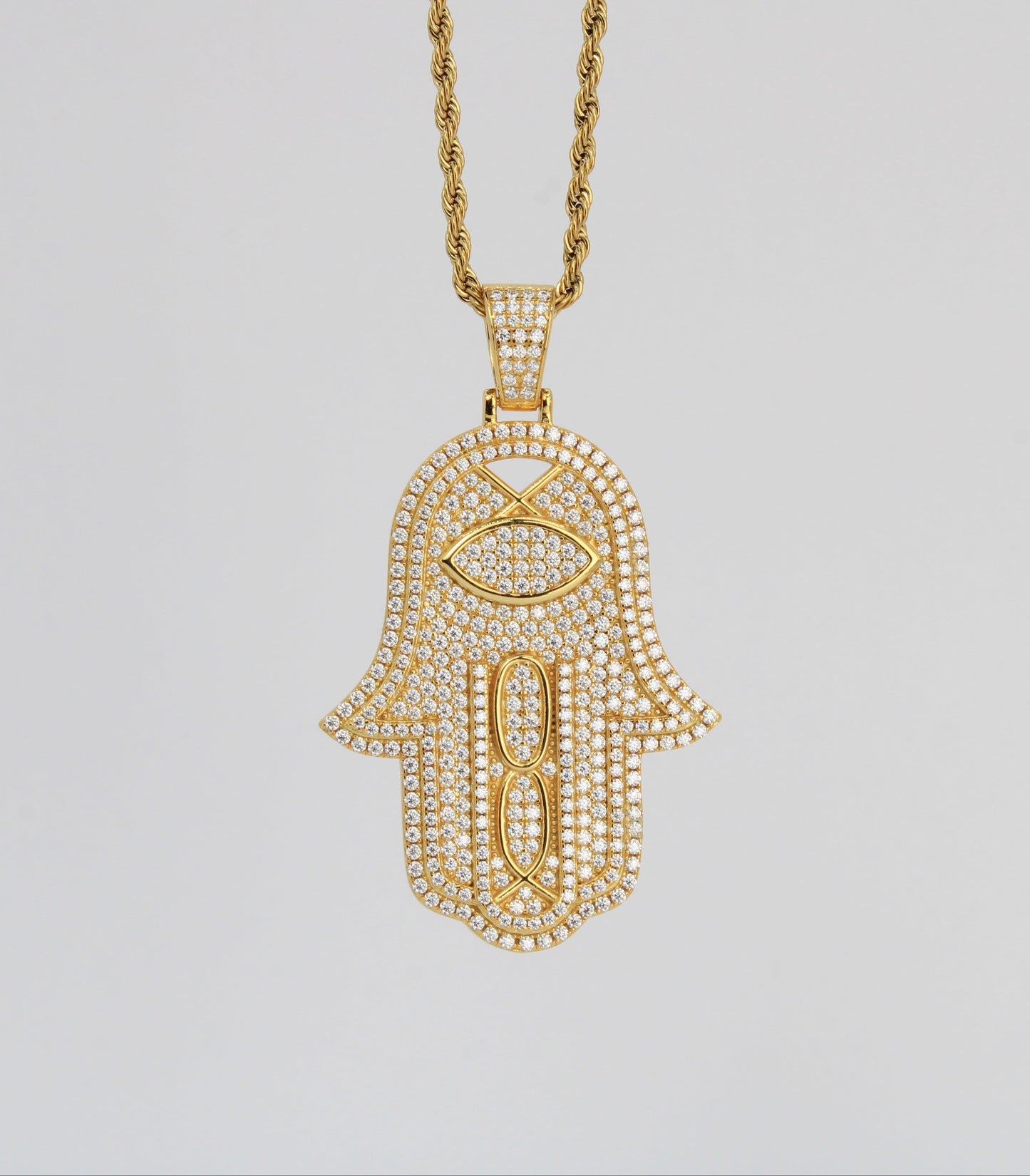 Moissanite Big Hamsa Pendant