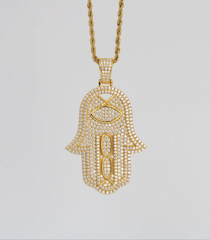 Moissanite Big Hamsa Pendant