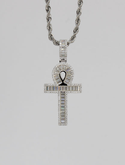 Moissanite Baguette Ankh Pendant