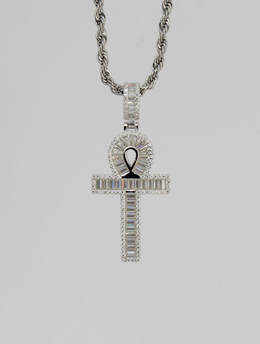 Moissanite Baguette Ankh Pendant
