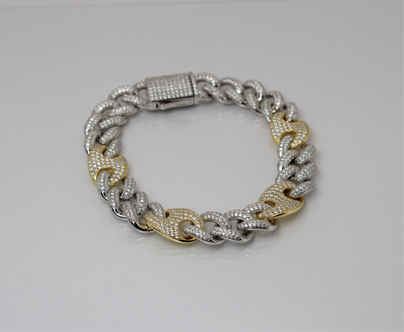 VVS1 Two-Tone Moissanite Cuban Link Bracelet
