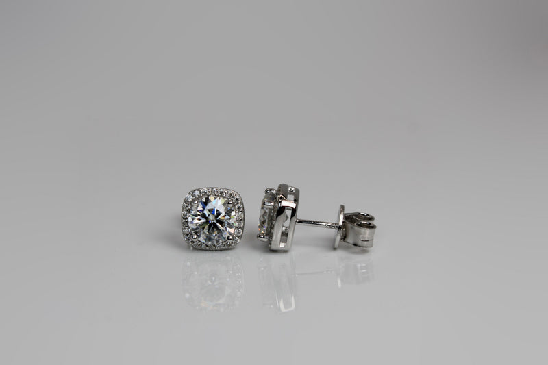 Boucles d'oreilles Halo carré en moissanite