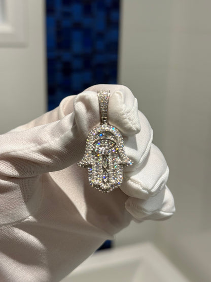 Moissanite Hamsa Hand Pendant
