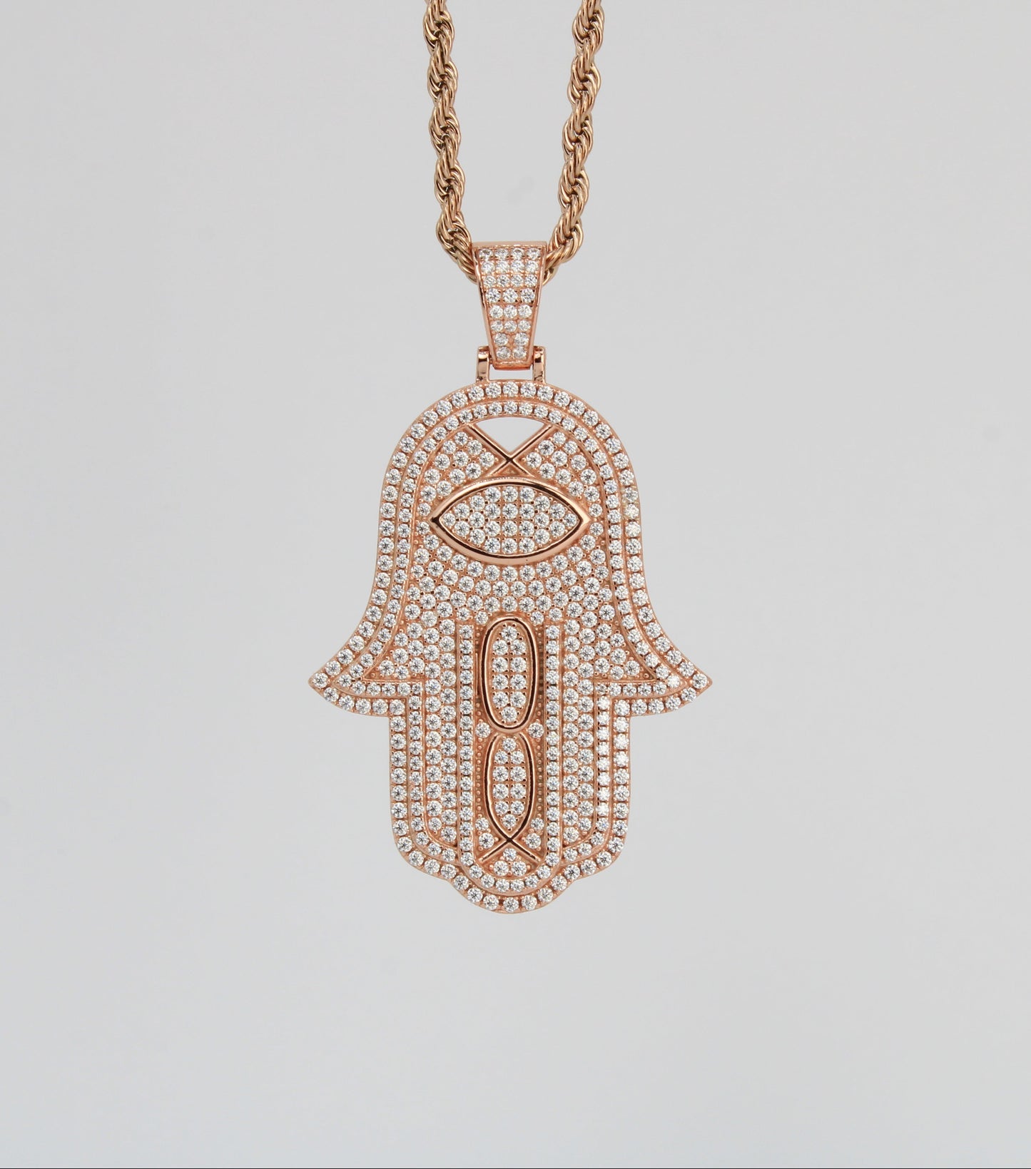 Moissanite Big Hamsa Pendant