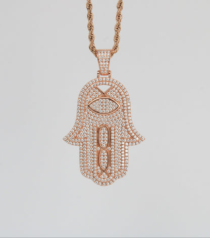 Moissanite Big Hamsa Pendant