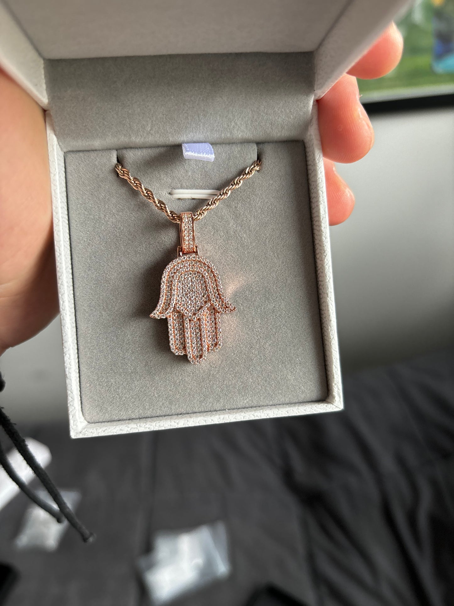 Moissanite Hamsa Pendant