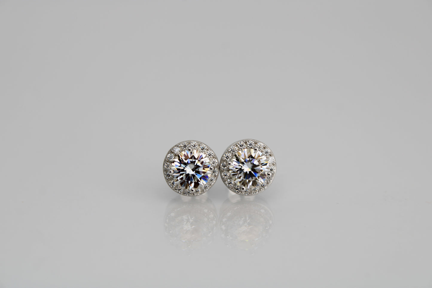 Moissanite Round Halo Earrings