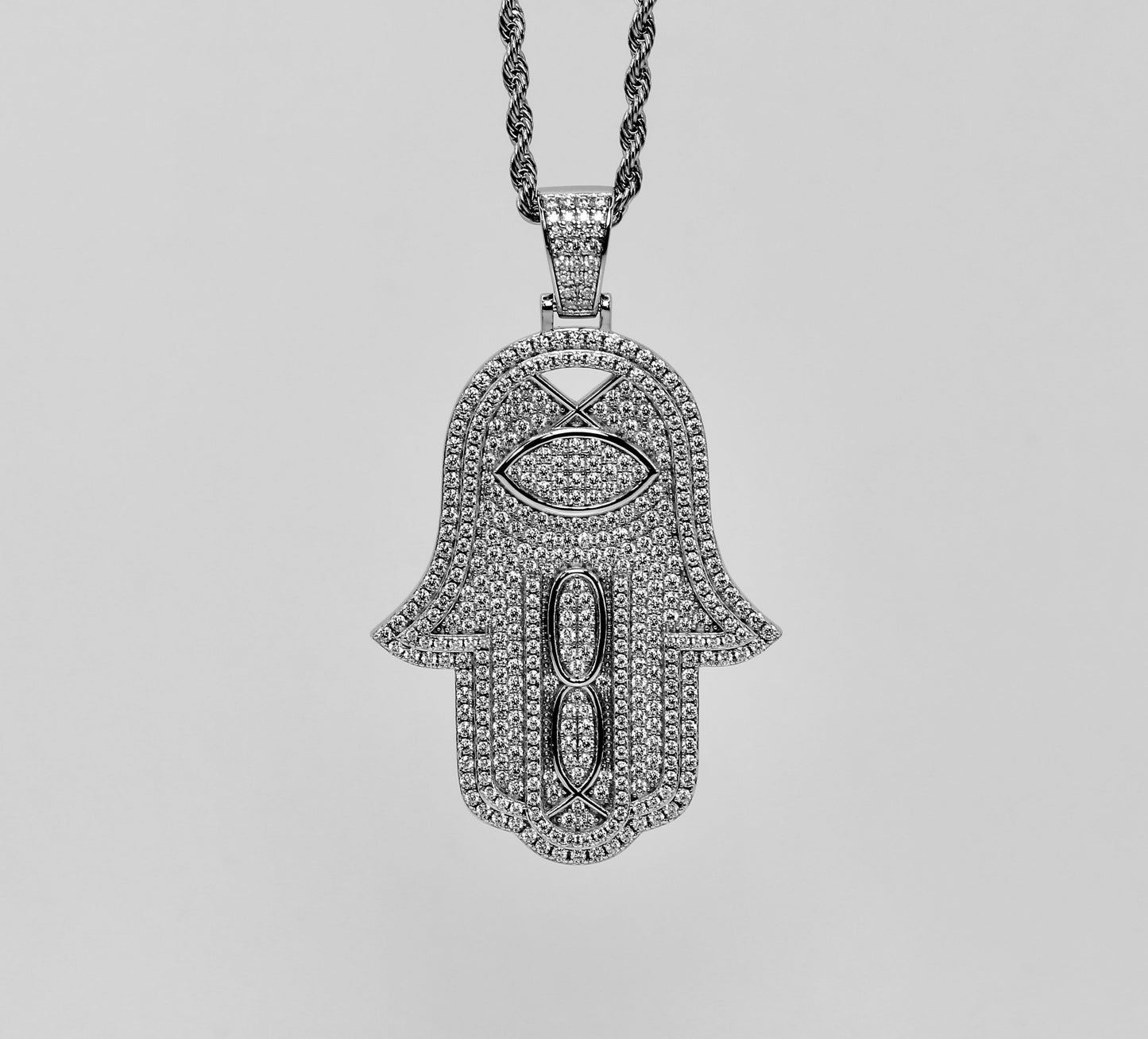 Moissanite Big Hamsa Pendant