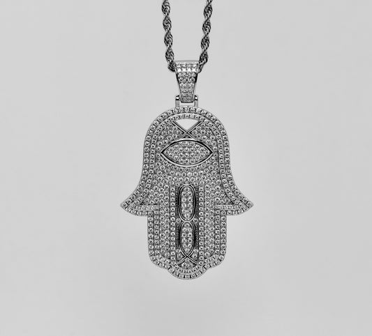 Moissanite Big Hamsa Pendant