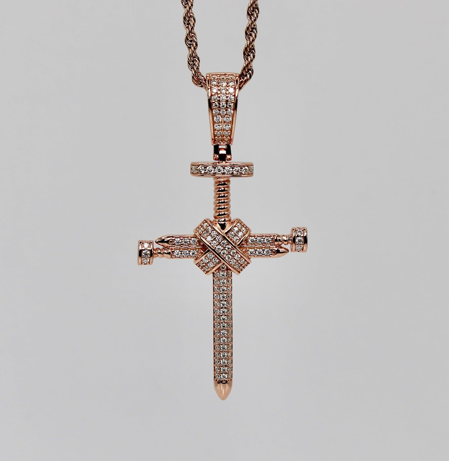 Moissanite Nail Cross Pendant