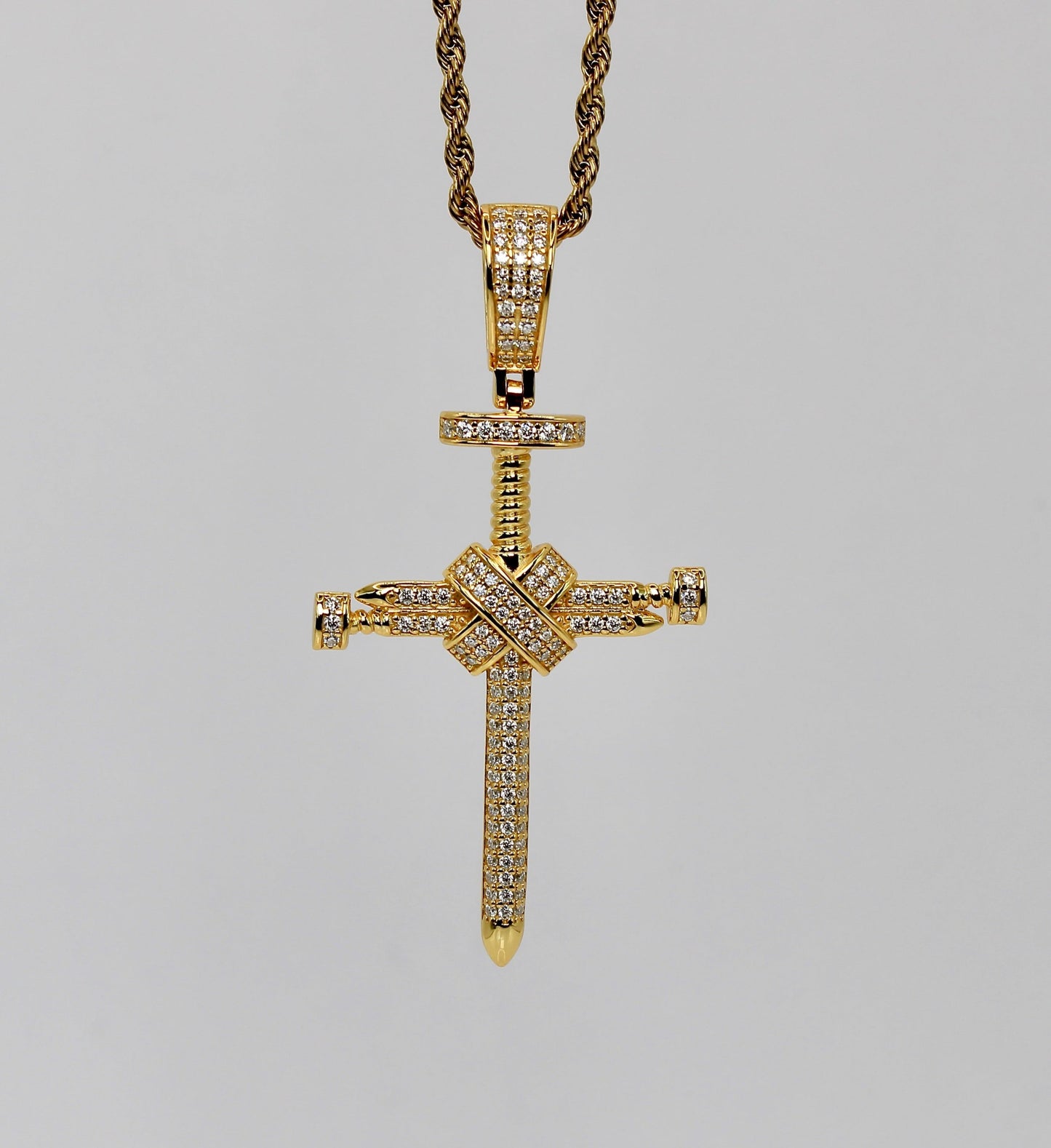 Moissanite Nail Cross Pendant