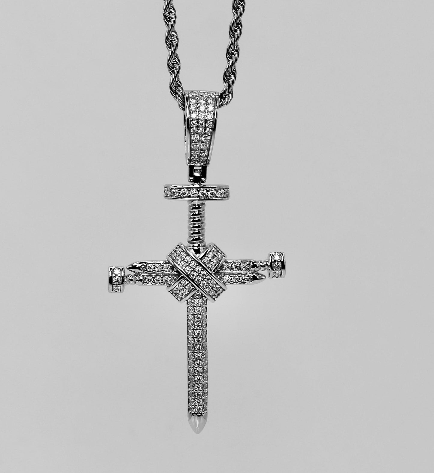 Moissanite Nail Cross Pendant