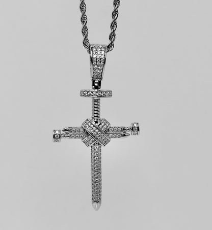 Moissanite Nail Cross Pendant