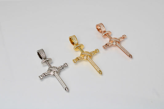 Moissanite Nail Cross Pendant