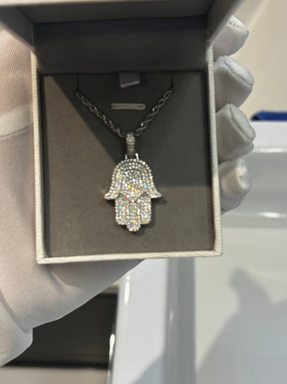 Moissanite Hamsa Pendant