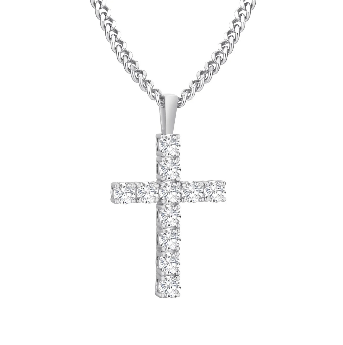 Silver Moissanite Cross Pendant