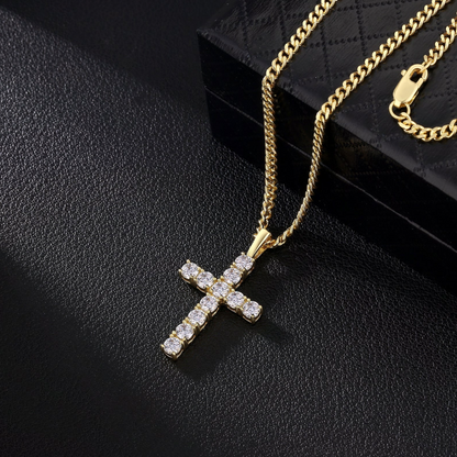 Gold Moissanite Cross Pendant