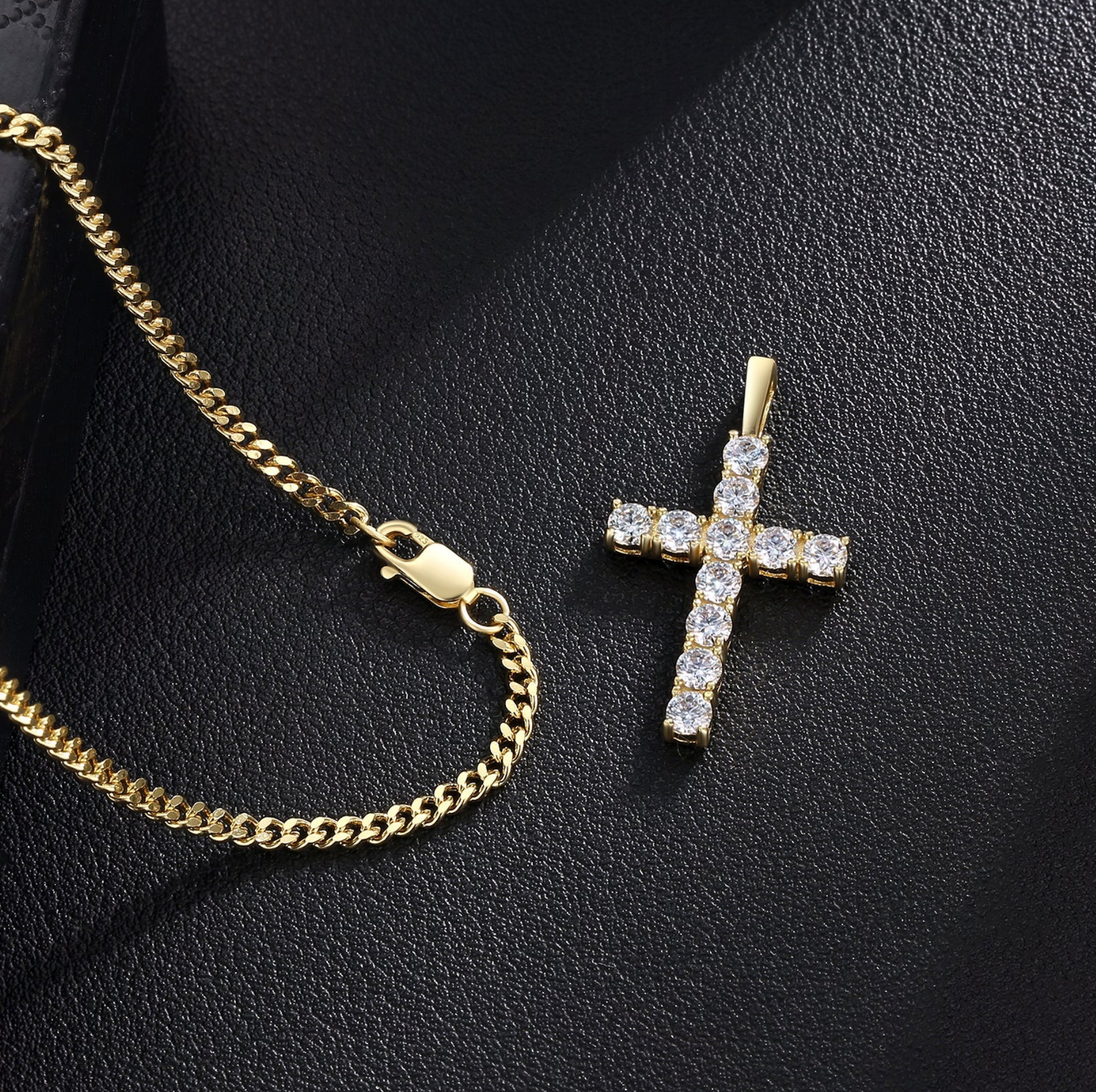 Gold Moissanite Cross Pendant