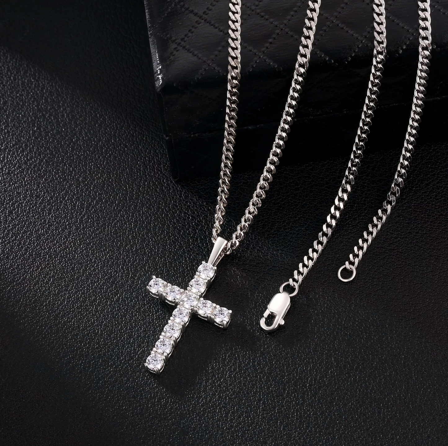 Silver Moissanite Cross Pendant