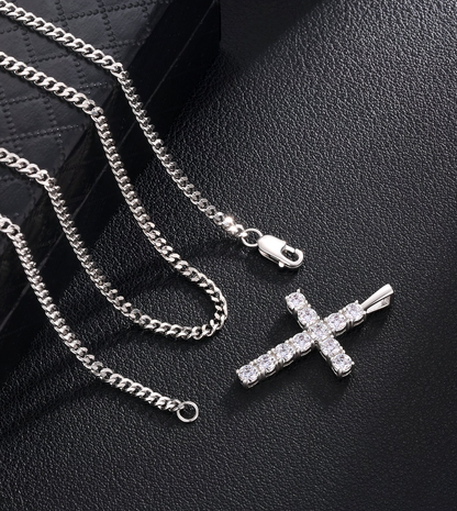 Silver Moissanite Cross Pendant