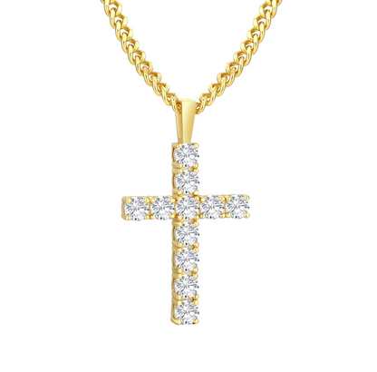 Gold Moissanite Cross Pendant