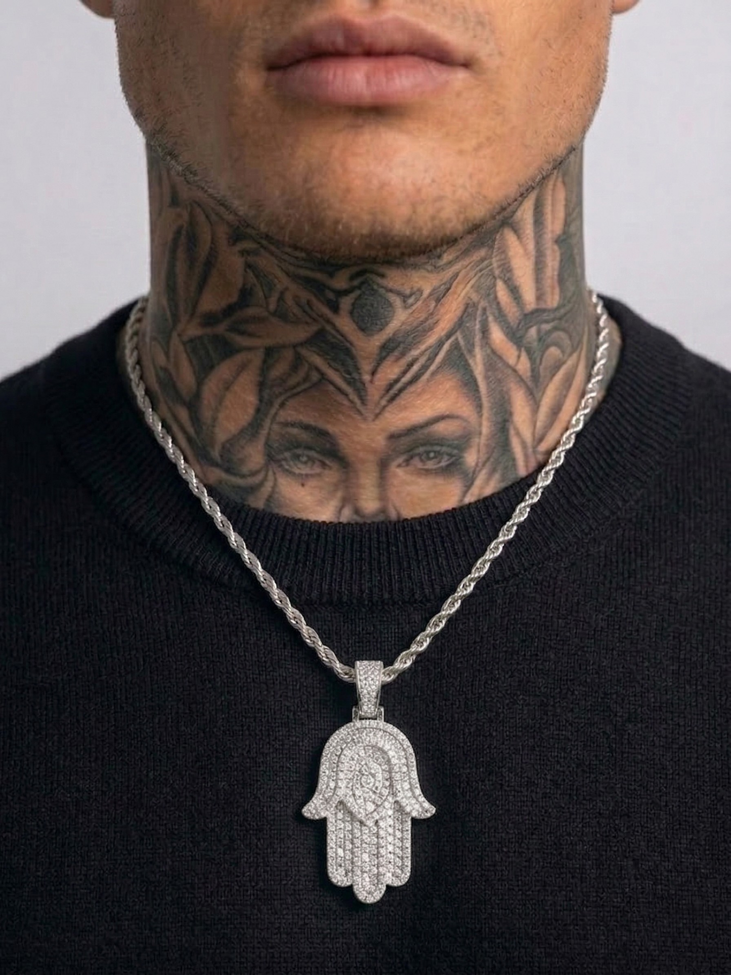 Pendentif Hamsa en moissanite