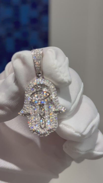 Moissanite Hamsa Hand Pendant
